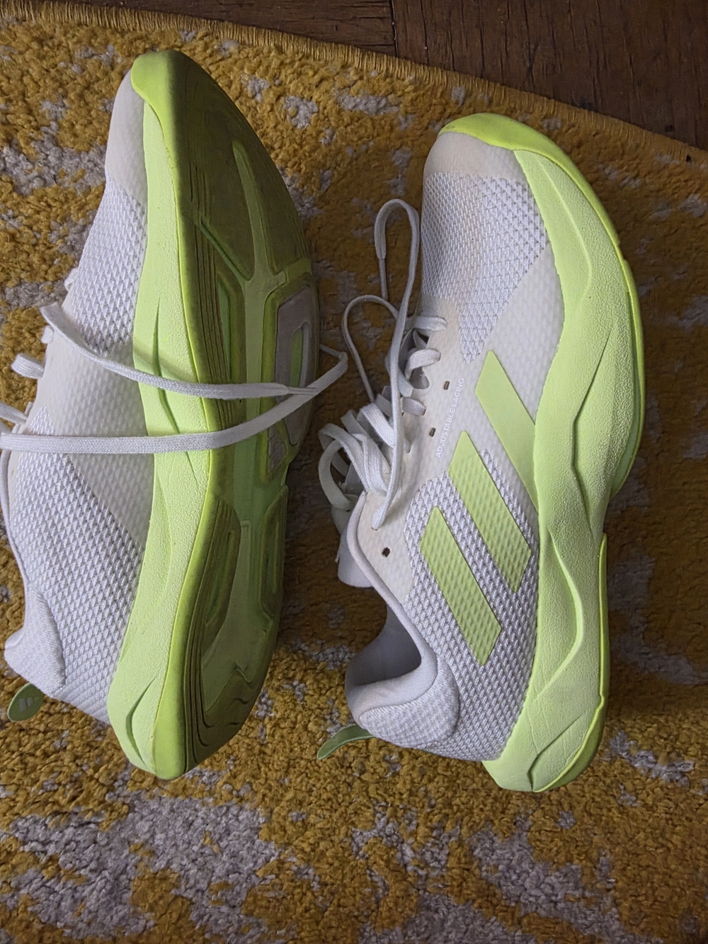 adidas Women's White Athletic Sneakers with Neon Lime Accents
